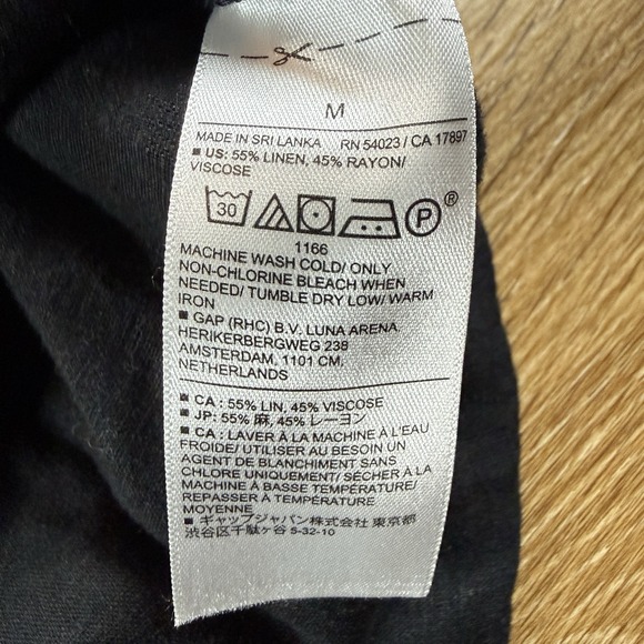 Banana Republic Linen Blend Button Front Top Women's M Black Cropped Minimalist - Picture 3 of 7